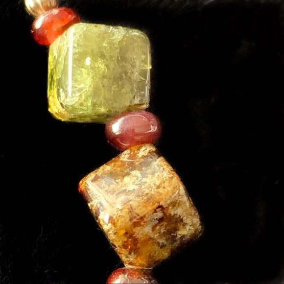 Vtg agate squares bracelet heart toggle clasp - Picture 3 of 7